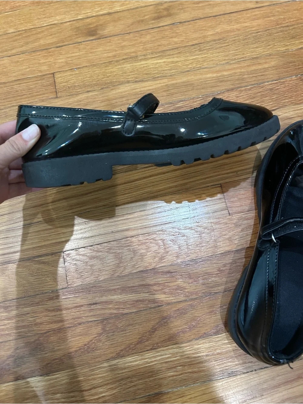 Nordstrom Girls Black Patent Mary Jane Flats with Strap
